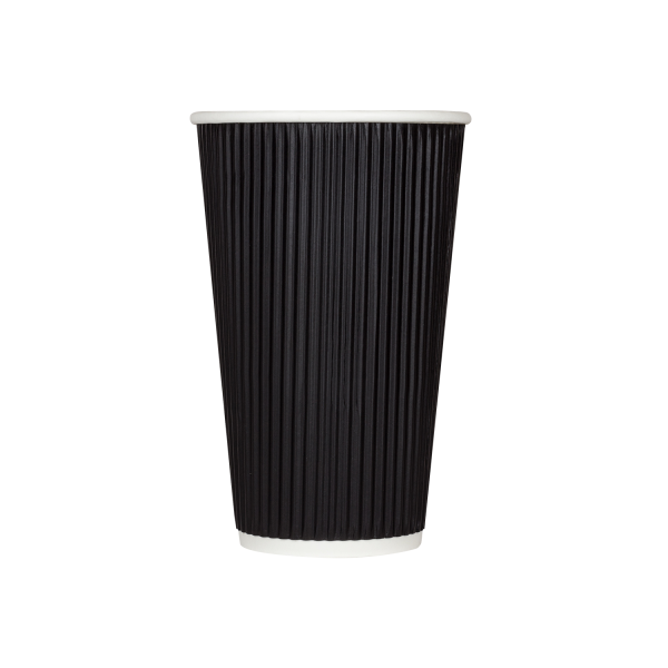 12oz Disposable Coffee Cups Ripple Black Outside Kraft Inside 