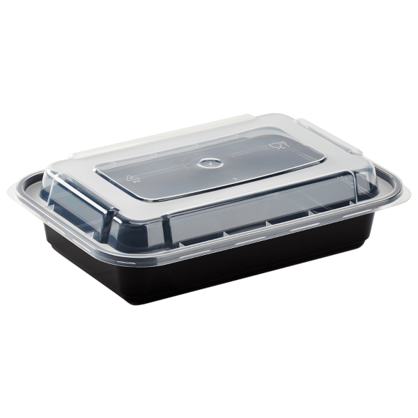 Black Karat 16oz PP Plastic Microwavable Round Food Containers & Lids 150 ct 