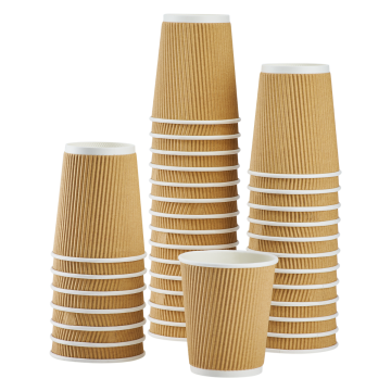 Karat 8oz Ripple Paper Hot Cups - Kraft (80mm) - 500 ct