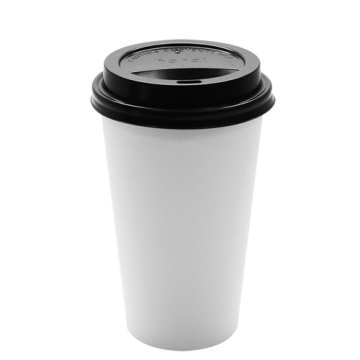  Karat 16oz White Paper Hot Cups and Black Sipper Dome Lids (90mm) 