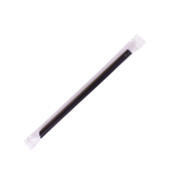 Karat 9'' Boba Straws (10mm) Poly Wrapped - Black - 1,600 ct