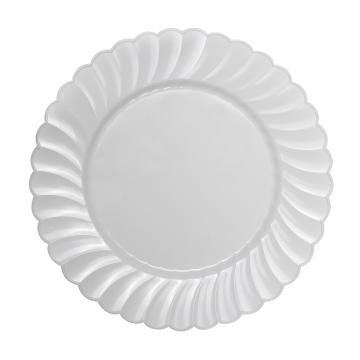 Karat 9" PS Plastic Scalloped Plate - White - 120 ct