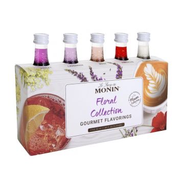 Monin Mini Floral Collection Gourmet Flavorings - 5-pack Sampler (50mL)