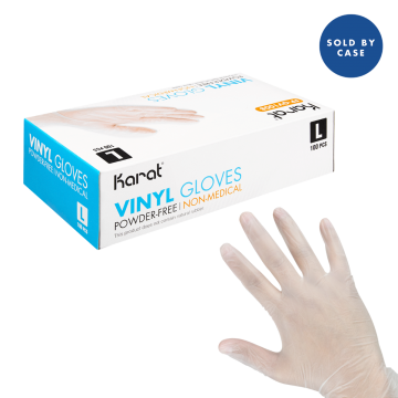 Karat Vinyl Powder-Free Gloves (Clear) - Large - 1,000 ct