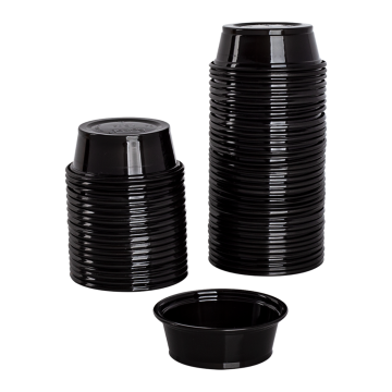 Karat 1.5oz PP Plastic Portion Cups - Black - 2,500 ct
