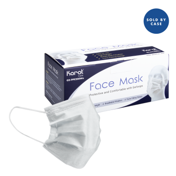 Karat 3-Ply Face Mask with Ear Loops - White - 2,000 ct