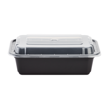 Karat 24oz PP Plastic Microwavable Rectangular Food Containers & Lids - Black - 150 ct