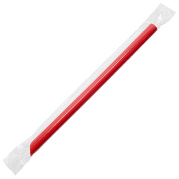 Karat 9" Boba Straws (10mm) Poly Wrapped - Red - 1,600 ct