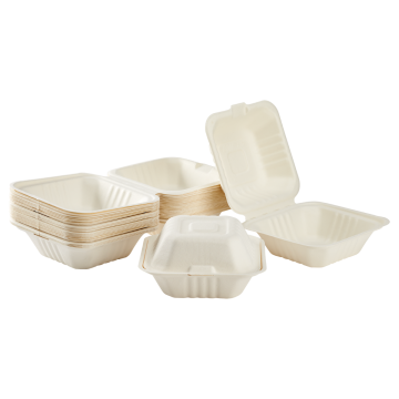 Karat Earth 6''x6'' Compostable Bagasse Hinged Containers - 500 ct