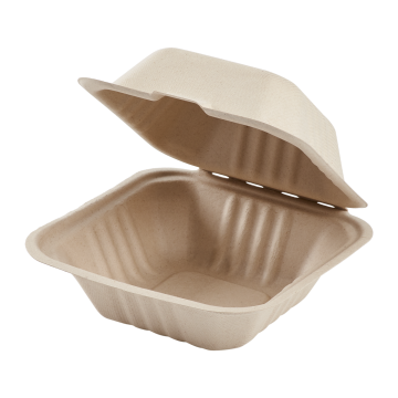 Karat Earth 6'' x 6'' Compostable Bagasse Hinged Containers - 500 ct