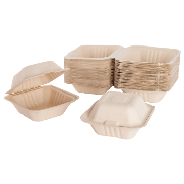 Karat Earth 6'' x 6'' Compostable Bagasse Hinged Containers - 500 ct