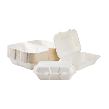 Karat Earth 9''x6'' Compostable Bagasse Hinged Containers - 200 ct
