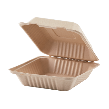 Karat Earth 9'' x 9'' Bagasse Hinged Containers, Natural - 200 ct