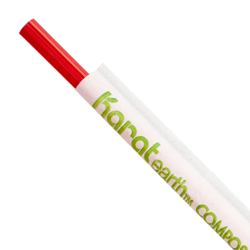 Karat Earth PLA Jumbo 9.5" Red Straw - 4,800 ct