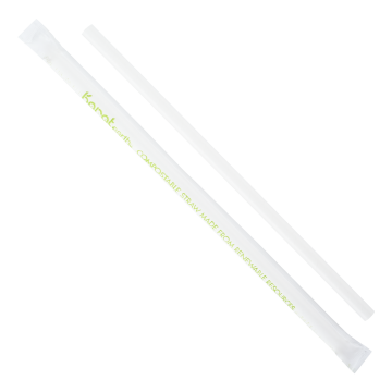 Karat Earth 9" Giant Paper Straw (7mm) Wrapped - White - 1,200 ct 