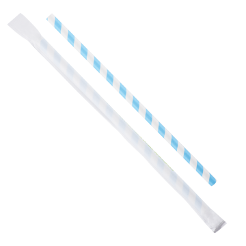 Karat Earth 9" Giant Paper Straw Wrapped - Blue/White (1,200 ct)