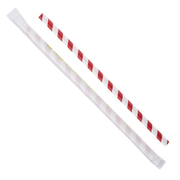 Karat Earth 9" Giant Paper Straw Wrapped - Red/White - 1,200 ct