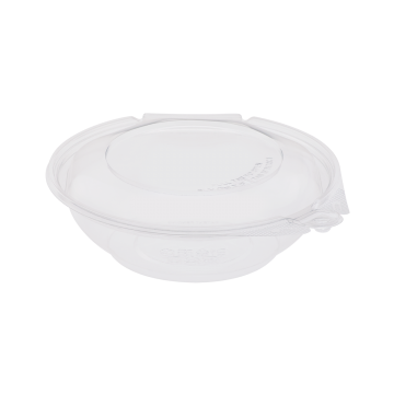 Karat 16oz PET Plastic Tamper Resistant Hinged Salad Bowl with Dome Lid - 240 sets