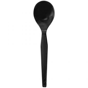 Karat PS Plastic Medium-Heavy Weight Soup Spoons Bulk Box - Black - 1,000 ct