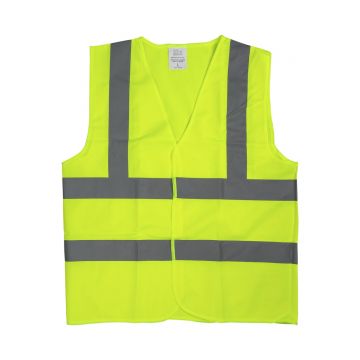 Karat High Visibility Reflective Safety Vest with Velcro Fastening, Yellow - Large
