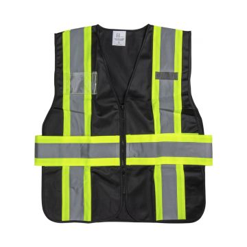 Karat High Visibility Reflective Safety Vest with Zipper Fastening, Black - Large