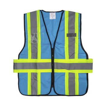 Karat High Visibility Reflective Safety Vest with Zipper Fastening, Blue - Large